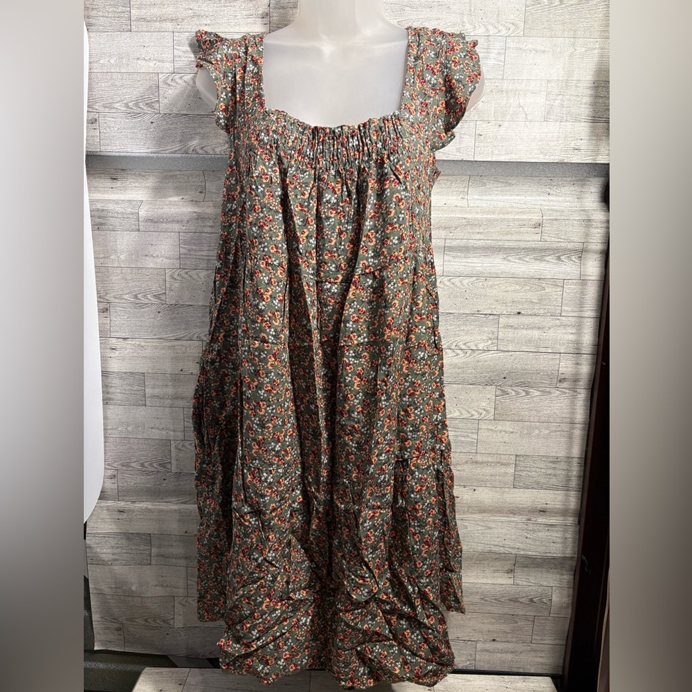 The B brand  Floral Ruffle Sleeve Maxi Dress